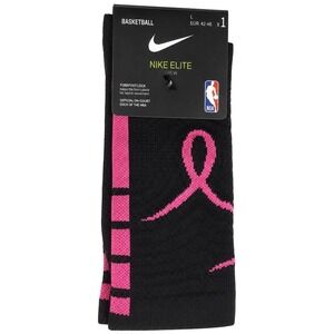 Nike Elite Crew Basketball Socks NBA Breast Cancer Awareness Black Pink Large L